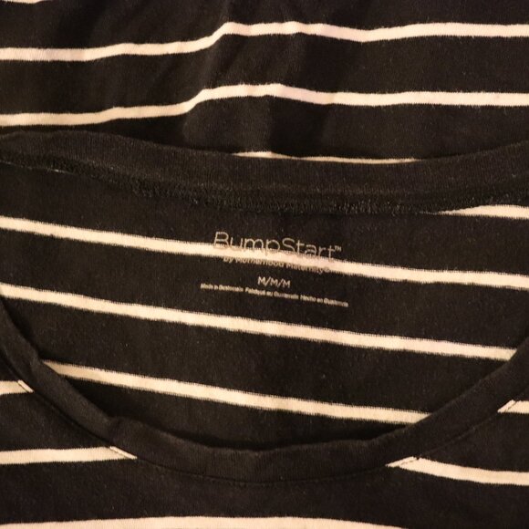 Bumpstart by Motherhood Maternity Black and white horizontal striped basic t, M - Picture 3 of 6